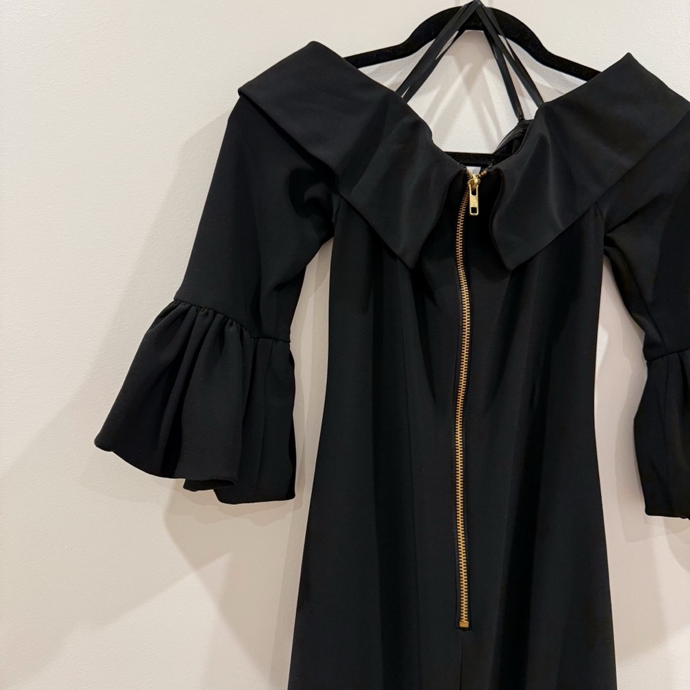 Off-Shoulder Bell Sleeve Jersey Evening Gown - Picture 12 of 13